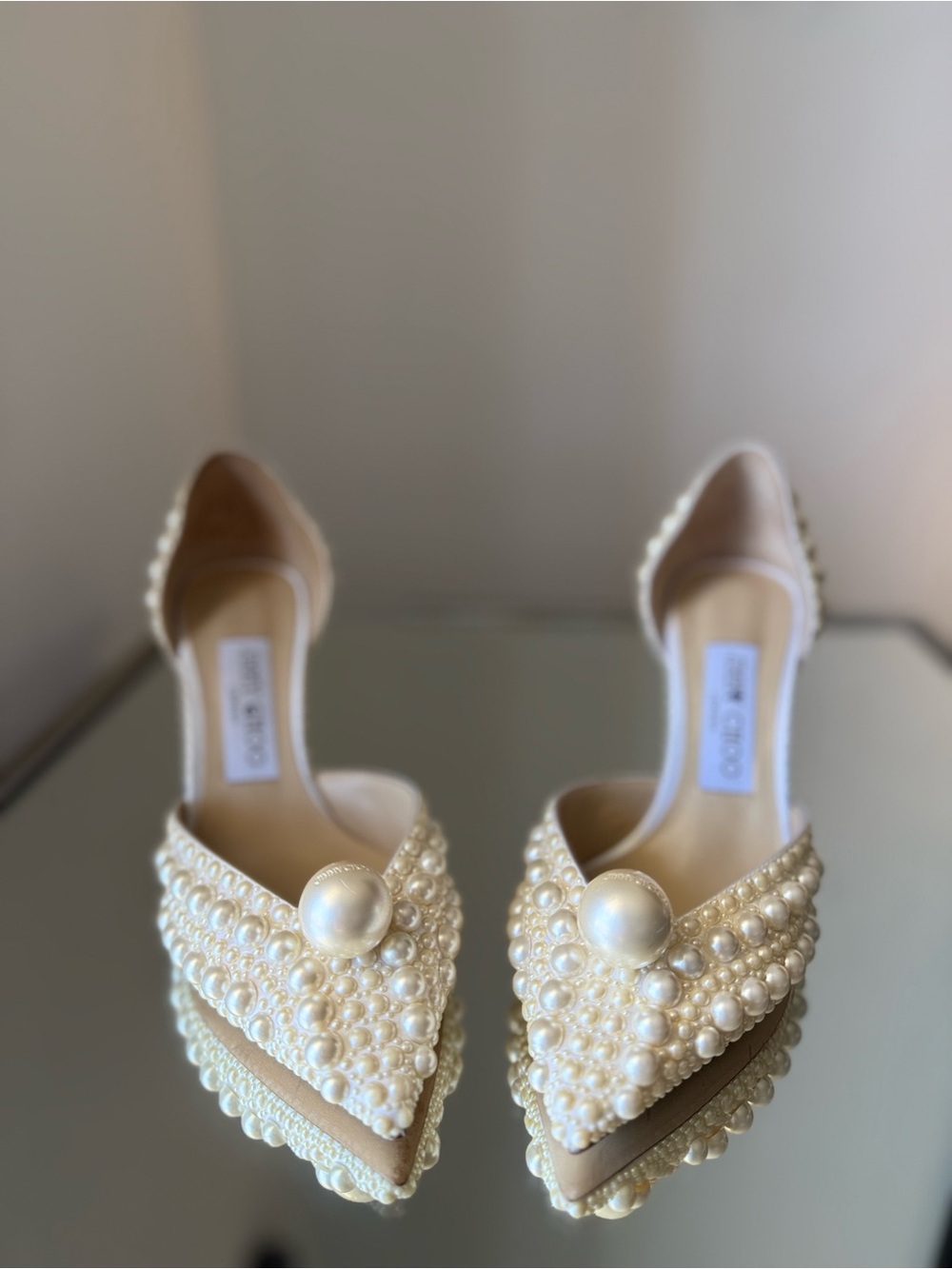 New JIMMY CHOO Sabine 85 faux pearl-embellished satin pumps 36.5 $1,895 - Picture 7 of 16